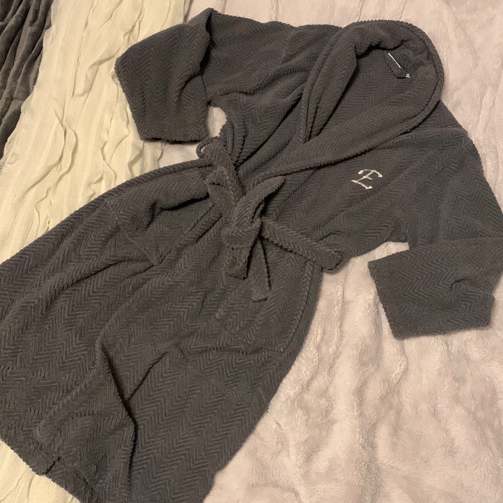Embroidered “E” bathrobe